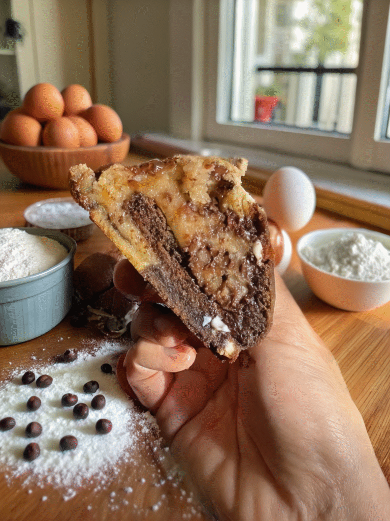 NYC Style Half Baked Cookie gooey chocolate center close-up
