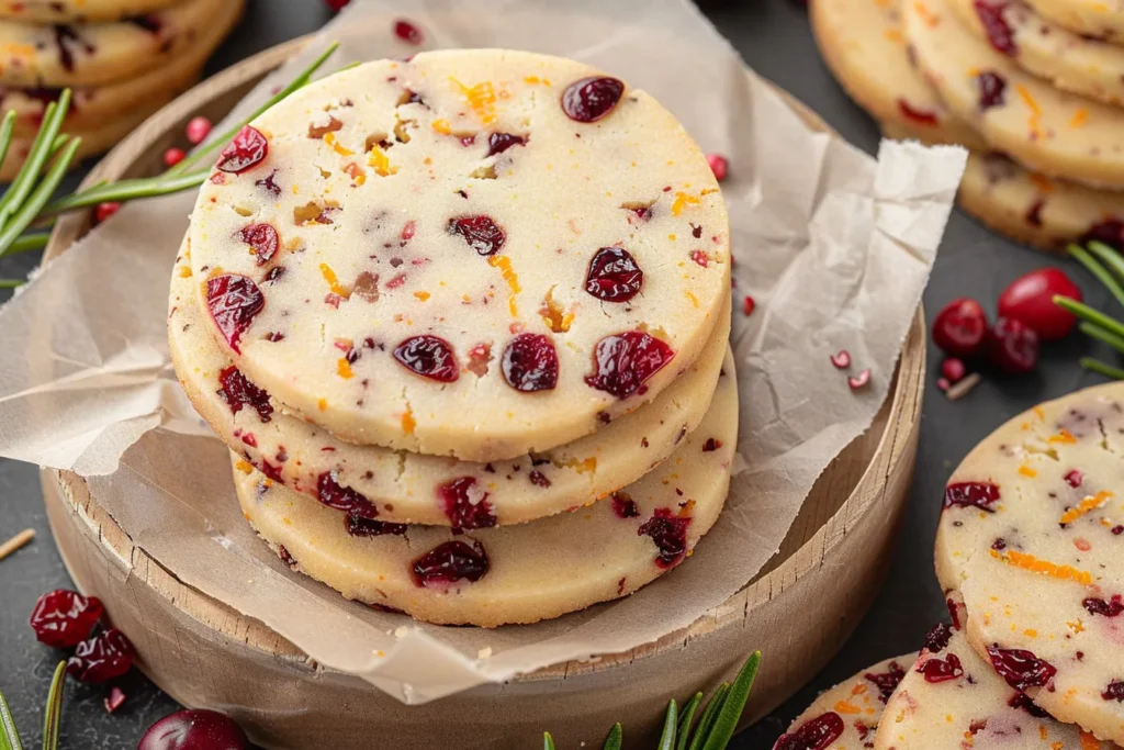 Cranberry Orange Shortbread Cookies
