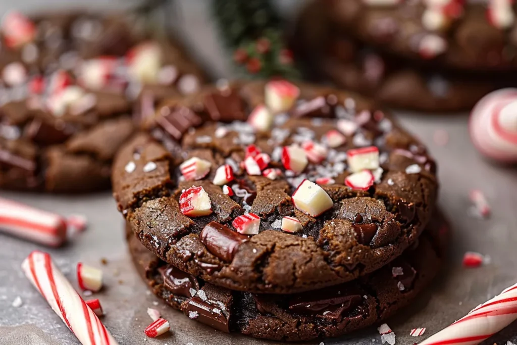 Double Chocolate Peppermint Fudge Cookies