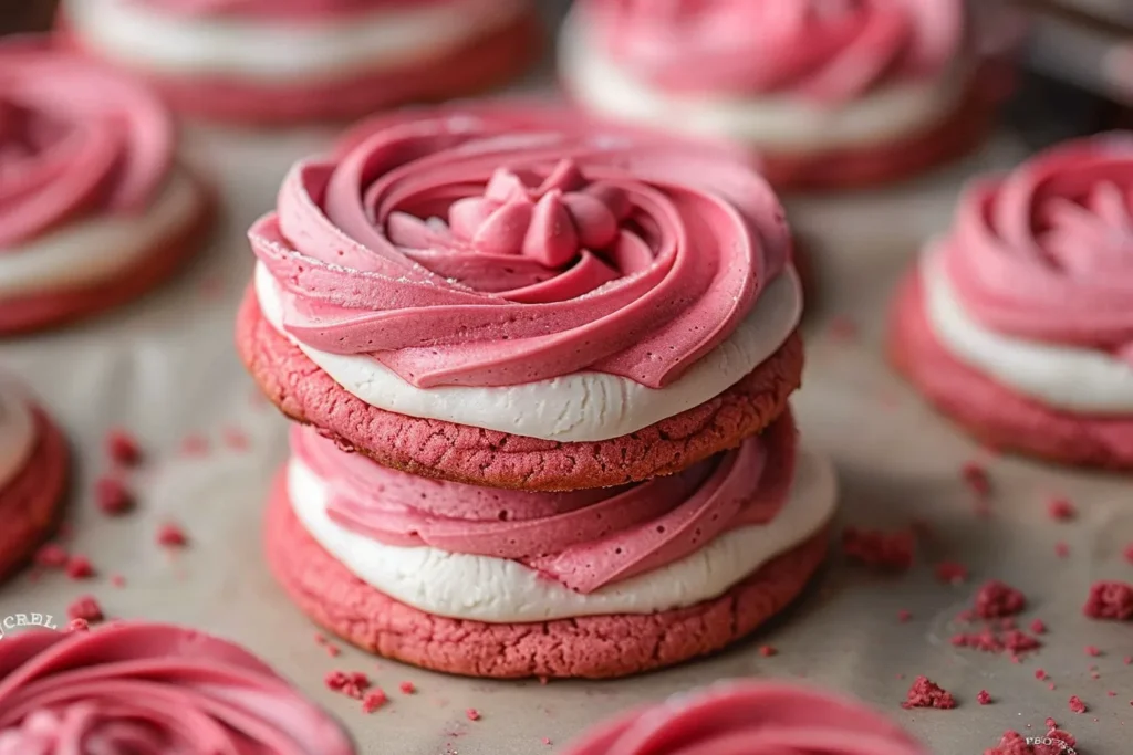 CRUMBL Pink Velvet Cookies with Cream Cheese Frosting