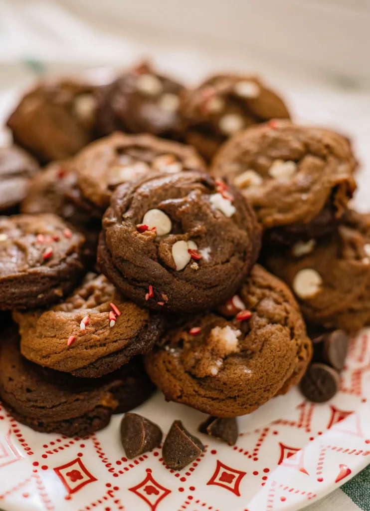 Peppermint Bark Brownie Cookies