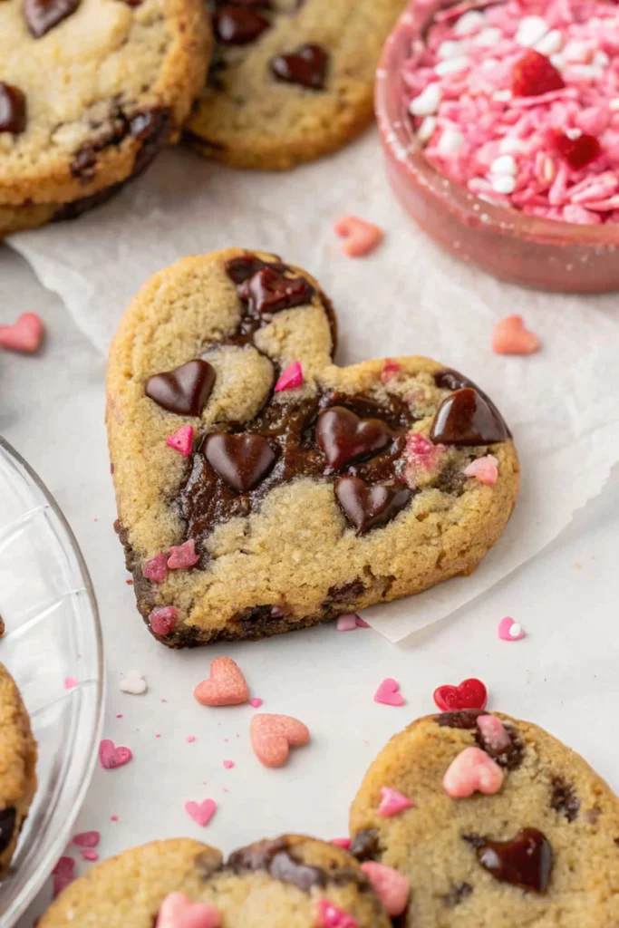 Heart Shaped Chocolate Chip Cookies