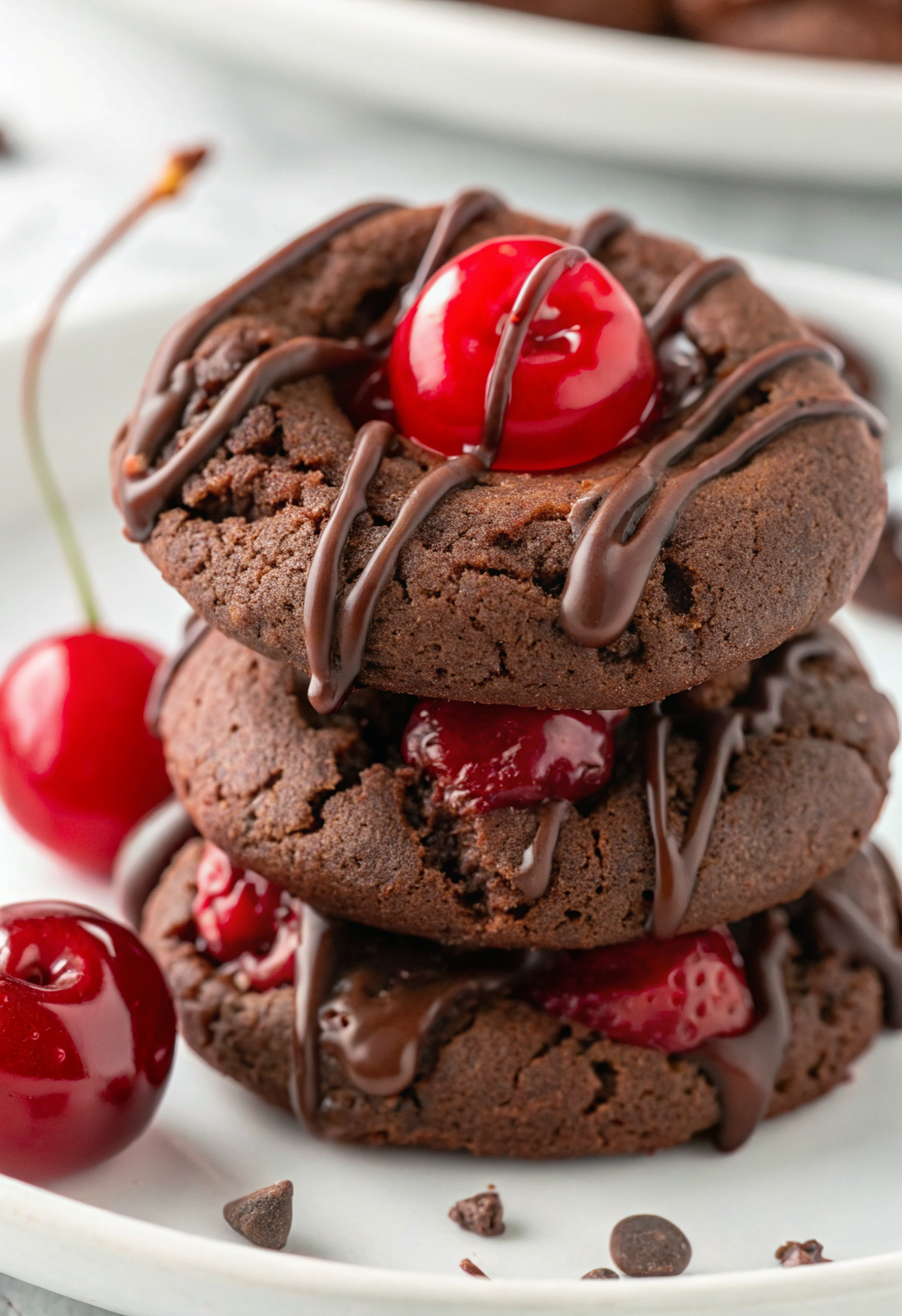 Chocolate Cherry Cookies with Glaze