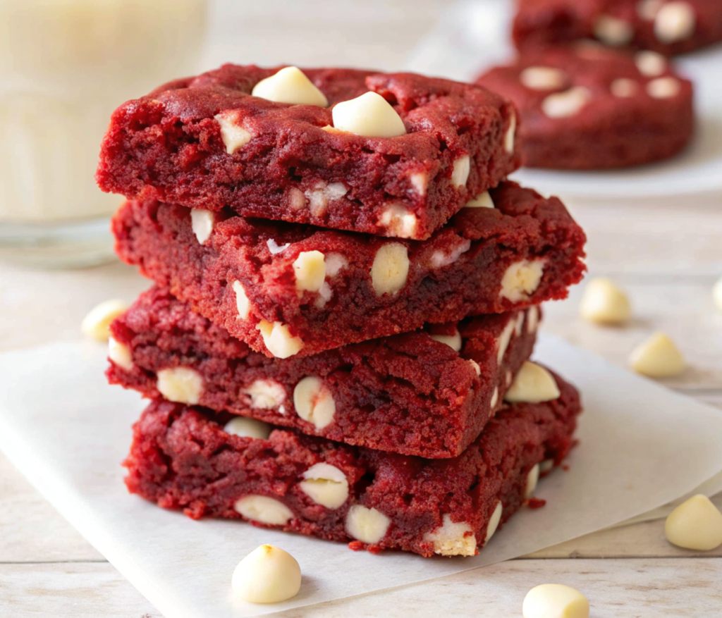 Red Velvet Cake Mix Bars with White Chocolate Chips